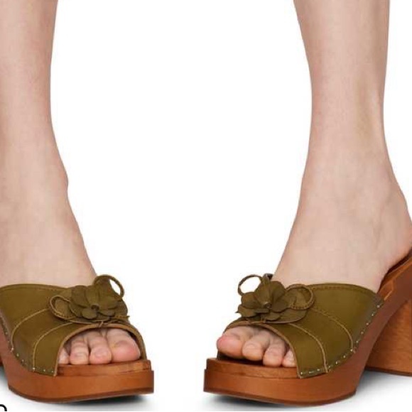 Swedish Hasbeens NWT Olive Green Detail Crowded Slip In Clog LOVE 🌸🌸 🌈 - Picture 2 of 15